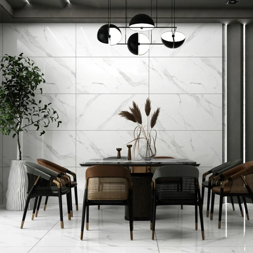 Керамогранит "Sonex" Carrara Polaris Glossy полированный 60x120 см 1.44 м2 цвет белый с серыми прожилками — купить в Тольятти