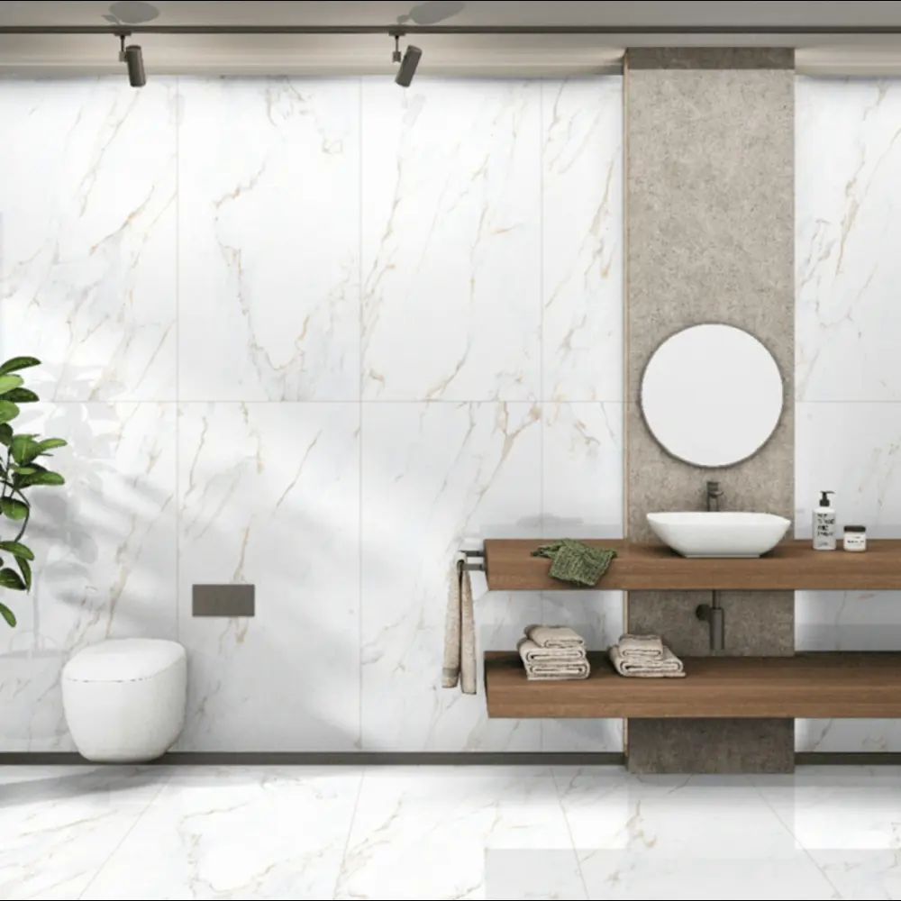 Керамогранит "Sonex" Calacutta cRema Glossy полированный 60x120 см 1.44 м2 цвет белый с бежевыми прожилками — купить в Тольятти